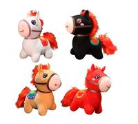 YROHGKPN 4 bambole di peluche ripiene come compagno per Capodanno, decorazione per la casa, anno tradizionale del cavallo, bambole di peluche, animali di peluche