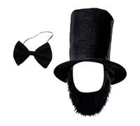 YROHGKPN Abrahams Lincolns - Costume con barba, cilindro, papillon, accessori, per Halloween, festa del presidente, set di travestimenti storici
