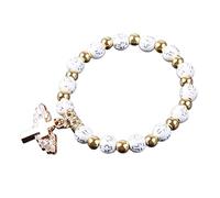 YROHGKPN Bellissimo braccialetto religioso elasticizzato con ciondolo a forma di angelo per croce, rosario, ciondolo cattolico da donna, gioiello Gi, rosario personalizzato, ciondolo religioso