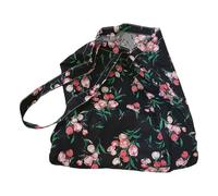 YROHGKPN Borsa a tracolla multiuso da donna in cotone con motivo floreale e tasca aperta grande per viaggiare tempo libero e shopping grande tasca avambraccio in cotone, Red Flower On Black