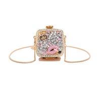 YROHGKPN Borsa da sera da donna Quadrata Acrilico Messaggeri Trendy Spalla Strass Incontri Cinghia a catena Crossbody Donna Crossbody, Oro, C