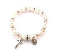 YROHGKPN Bracciale rosario con croce, bracciale cristiano, ornamento, decorazione, accessorio per bambini, adulti, compleanno, matrimonio, regalo, rosario per donne cattoliche, m, come descritto, come