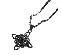YROHGKPN Collana con ciondolo a forma di crocifisso in stile retrò, con nodo cinese, colore oro, argento e nero, opzionale per uomo, regalo di compleanno, as shown, Metallo