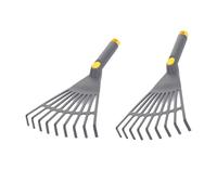 YROHGKPN Confezione da 2 rastrelli da giardino ergonomici in plastica a 9 denti, leggeri per la lavorazione del terreno, diserbo e piante, paesaggistica, rastrello in plastica a 9 denti