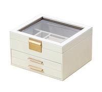 YROHGKPN Custodia protettiva per gioielli con scomparti a strati, copertura visibile, foderata in flanella, finitura in pelle PU, per portagioie con finestra della collana