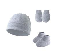 YROHGKPN Gentle Touch - Set di accessori per neonati, traspiranti, in cotone, guanti e stivaletti, indispensabili per la cura dei neonati, per ragazzi e ragazze, abbigliamento traspirante, grigio