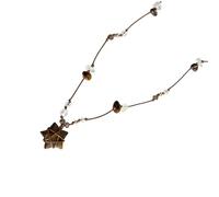 YROHGKPN Gioiello minimalista a forma di stella con chiusura a nodo scorrevole, accessorio con perle a stella per una vestibilità unica, abbigliamento casual o formale, collana regolabile, m, come