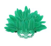 YROHGKPN Halloween, pizzo veneziano con occhi piumati, mezza faccia in maschera per carnevale e feste in maschera