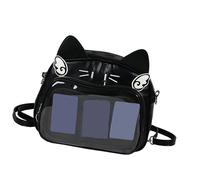 YROHGKPN Itabag - Borsa a tracolla con tracolla regolabile, display trasparente sul davanti, zaino Itabag per donne e ragazze, zaino casual da donna, nero (pure black)