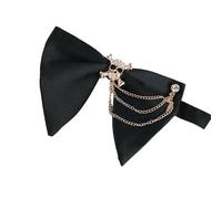 YROHGKPN Papillon nero oversize da uomo con catena di perline, papillon pre-legato in seta di poliestere per matrimoni, feste e occasioni formali, camicia accessori, a, Taglia unica