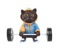 YROHGKPN Statua in resina a forma di gatto che solleva il manubrio, decorazione per la casa, regalo per gli amanti dell'arte moderna