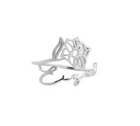 yrozvw Anello personalizzato da donna con fiore natale Anelli personalizzati in acciaio inossidabile con fiore Dimensioni regolabili Anello regalo per compleanno, Natale, laurea