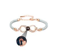 yrozvw Bracciale foto personalizzato Bracciale proiezione foto cuore argento 925 con immagine all'interno 100 lingue ti amo bracciale per le donne/coppia/cane