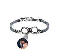yrozvw Bracciale foto personalizzato Bracciale proiezione foto cuore argento 925 con immagine all'interno 100 lingue ti amo bracciale per le donne/coppia/cane
