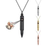yrozvw Collana con ciondolo a proiettile con proiezione di foto personalizzata Collana con ciondolo a ricordo Collana con ciondolo per compleanno personalizzata Collana da uomo Ti amo 100 lingue