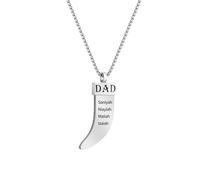 yrozvw Collana con corno di bue con nome personalizzato, collana con testo inciso al laser, Collane con ciondolo a corno di bue in acciaio inossidabile per padre/figlio