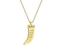 yrozvw Collana con corno di bue con nome personalizzato, collana con testo inciso al laser, Collane con ciondolo a corno di bue in acciaio inossidabile per padre/figlio