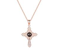 yrozvw Collana con croce con immagini all'interno Collana in argento 925 personalizzata con foto cristiane Collana con proiezione di foto personalizzata
