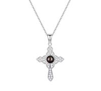 yrozvw Collana con croce con immagini all'interno Collana in argento 925 personalizzata con foto cristiane Collana con proiezione di foto personalizzata