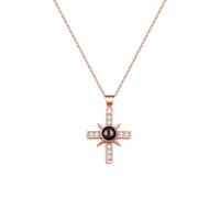 yrozvw Collana con croce con immagini all'interno Collana in argento 925 personalizzata con foto cristiane Collana con proiezione di foto personalizzata