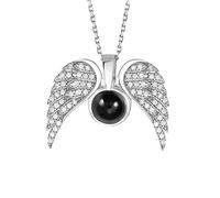 yrozvw Collana con proiezione di foto personalizzata Ali d'angelo con immagine all'interno Collana con proiezione di foto personalizzata per donna moglie Festa della mamma Regali di gioielli