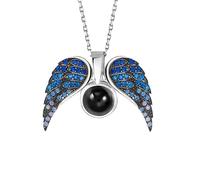 yrozvw Collana con proiezione di foto personalizzata Ali d'angelo con immagine all'interno Collana con proiezione di foto personalizzata per donna moglie Festa della mamma Regali di gioielli