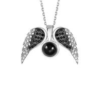 yrozvw Collana con proiezione di foto personalizzata Ali d'angelo con immagine all'interno Collana con proiezione di foto personalizzata per donna moglie Festa della mamma Regali di gioielli