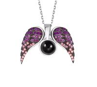 yrozvw Collana con proiezione di foto personalizzata Ali d'angelo con immagine all'interno Collana con proiezione di foto personalizzata per donna moglie Festa della mamma Regali di gioielli