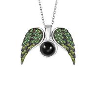 yrozvw Collana con proiezione di foto personalizzata Ali d'angelo con immagine all'interno Collana con proiezione di foto personalizzata per donna moglie Festa della mamma Regali di gioielli