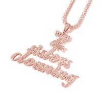 yrozvw Collana di lettere Hip-Hop con perle di zircone Personalizzata Collana con ciondolo con piastrina di nome Iced Out Catena personalizzata da uomo Catena con nome Hip Hop per rapper