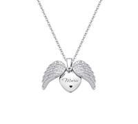 yrozvw Collana personalizzata con nome e ali Collana personalizzata con nome e testo inciso Ciondolo con ali d'angelo Regalo personalizzato per lei