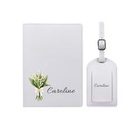 yrozvw Portapassaporto personalizzato per donna, copri passaporto personalizzato con nome e fiore di compleanno e set di etichette per bagagli, regalo di viaggio in pelle PU per Natale, Capodanno