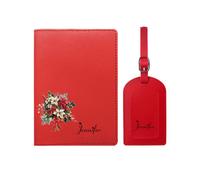 yrozvw Portapassaporto personalizzato per donna, copri passaporto personalizzato con nome e fiore di compleanno e set di etichette per bagagli, regalo di viaggio in pelle PU per Natale, Capodanno