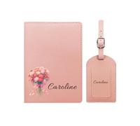 yrozvw Portapassaporto personalizzato per donna, copri passaporto personalizzato con nome e fiore di compleanno e set di etichette per bagagli, regalo di viaggio in pelle PU per Natale, Capodanno