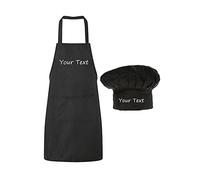 yrozvw Set grembiule e cappello da cuoco personalizzati con nome e testo Grembiule da cucina regolabile per uomo e donna