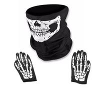 YRPACFB Set con maschera scheletrata, guanti da scheletro e maschera per il viso a forma di teschio, metà fantasma, ossa bianche, per adulti, Halloween, cosplay, danza, festa, regalo per uomini e