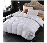 YRRA Piumino Matrimoniale Invernale Caldo Piumone in Piuma d Oca Bianco con Tessuto a Tenuta Piuma in Cotone 100% per Tutte Stagioni,A,180x220cm(3kg)