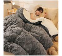 YRRA Trapunta Invernale, Coperta in Cashmere, Coperta Pesante per Letto, Piumino Matrimoniale Invernale Caldo, Coperta per Biancheria da Letto Domestica,Grigio,180x220cm(3.5kg)