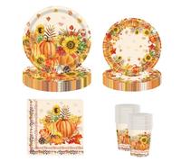 YRsorn Stoviglie decorative autunnali - decorazione da tavolo per autunno, tovaglioli di carta zucca, piatti per autunno decorazione festa del Ringraziamento per 20 ospiti