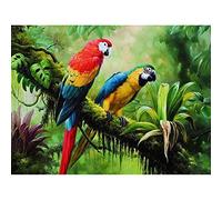 YRTMHU 5D Diamond Painting Kit Personalizzato Pappagallo animale di legno verde Pittura Diamante Adulti Fai da Te Cristallo Strass Punto Croce Ricamo Kit Casa Pareti Decorazione 40x50cm