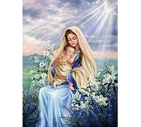 YRTMHU 5D DIY Diamond Painting Kit Completo Madonna e Angelo Cristallo Strass Punto Croce con Numeri Pittura Diamante Kits per Adulti Bambini Passatempo 40x50cm