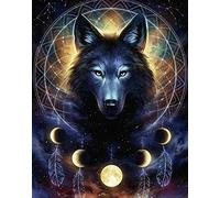 YRTMHU Kit Diamond Painting Bambini con Cristallo Strass 5D Pittura Diamante Fai da Te Lupo Nero Animale Diamond Painting Kits Completo Artigianato per Casa e Pareti Decorazione 30x40cm