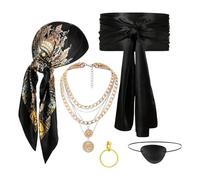 YRTUOP Accessori per Costumi da Pirata per Adulti | Bandana Pirata Collana Cintura Accessori Travestimento - Set 5 Elementi per Teatro Rappresentazioni Scolastiche Feste in Maschera
