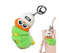 YRTUOP Portachiavi Caterpillar,Portachiavi con pompon Bruco con occhiali da sole e cappello invernale in maglia - Portachiavi anti-smarrimento, pendente per bambola di peluche a forma di
