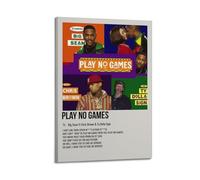 YRTWR I WBRRB Poster con scritta "Play No Games di Big Sean, Chris Brown e Ty Dolla $ign", decorazione artistica da parete per camera da letto, film, 50 x 75 cm, con cornice