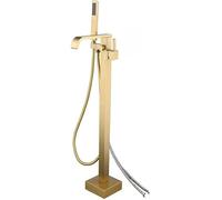 YRUIIA Rubinetto per Vasca Freestanding da Bagno Singola Calda e Fredda Miscelatore Doccia Vasca da Bagno a Cascata Doppia Funzione-Zirconio Gold-B