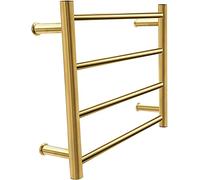 YRUIIA Scaldasalviette Elettrico Oro, scaldasalviette a Torre in Acciaio Inossidabile 304 con 4 Barre riscaldate, portasciugamani elettrici riscaldati, portasciugamani riscaldato a Parete,Plugin