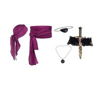 Yruioon Abbigliamento Da Pirata Accessori Fazzoletto Spada E Pugnale Donna 6 pezzi bordeaux Taglia unica