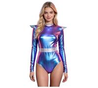 Yruioon Costume Alien Dame Divisa Astronautica Spaziale Divisa Il Corpo Costume Danza Blu 3XL