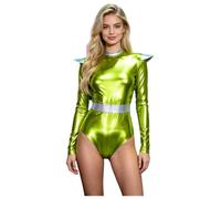 Yruioon Costume Alien Dame Divisa Astronautica Spaziale Divisa Il Corpo Costume Danza Verde M